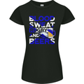 Blood Sweat Rugby and Beers Scotland Funny Womens Petite Cut T-Shirt Black