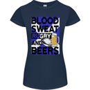 Blood Sweat Rugby and Beers Scotland Funny Womens Petite Cut T-Shirt Navy Blue