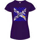 Blood Sweat Rugby and Beers Scotland Funny Womens Petite Cut T-Shirt Purple