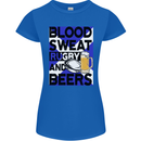 Blood Sweat Rugby and Beers Scotland Funny Womens Petite Cut T-Shirt Royal Blue