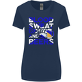 Blood Sweat Rugby and Beers Scotland Funny Womens Wider Cut T-Shirt Navy Blue