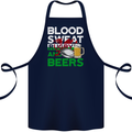 Blood Sweat Rugby and Beers Wales Funny Cotton Apron 100% Organic Navy Blue