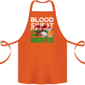 Blood Sweat Rugby and Beers Wales Funny Cotton Apron 100% Organic Orange