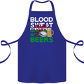 Blood Sweat Rugby and Beers Wales Funny Cotton Apron 100% Organic Royal Blue