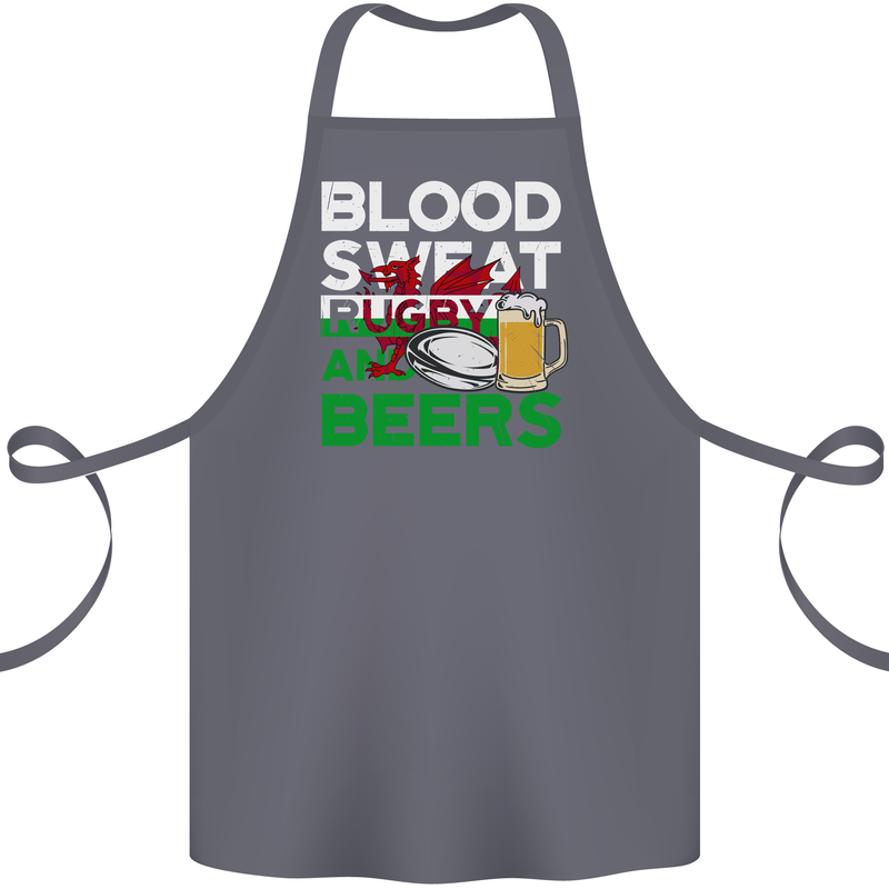 Blood Sweat Rugby and Beers Wales Funny Cotton Apron 100% Organic Steel