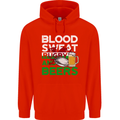 Blood Sweat Rugby and Beers Wales Funny Mens 80% Cotton Hoodie Bright Red