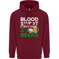 Blood Sweat Rugby and Beers Wales Funny Mens 80% Cotton Hoodie Maroon
