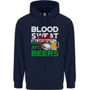 Blood Sweat Rugby and Beers Wales Funny Mens 80% Cotton Hoodie Navy Blue