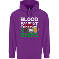 Blood Sweat Rugby and Beers Wales Funny Mens 80% Cotton Hoodie Purple