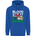 Blood Sweat Rugby and Beers Wales Funny Mens 80% Cotton Hoodie Royal Blue