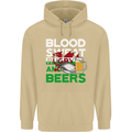 Blood Sweat Rugby and Beers Wales Funny Mens 80% Cotton Hoodie Sand