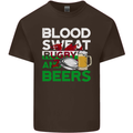 Blood Sweat Rugby and Beers Wales Funny Mens Cotton T-Shirt Tee Top Dark Chocolate