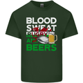 Blood Sweat Rugby and Beers Wales Funny Mens Cotton T-Shirt Tee Top Forest Green