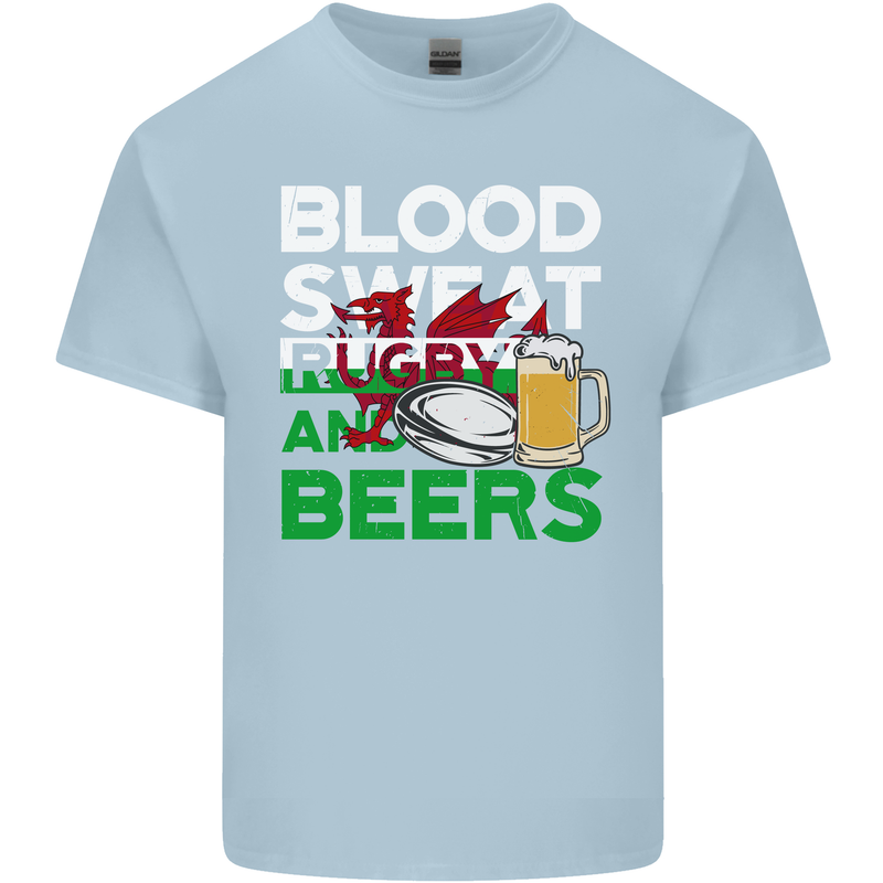Blood Sweat Rugby and Beers Wales Funny Mens Cotton T-Shirt Tee Top Light Blue