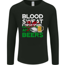 Blood Sweat Rugby and Beers Wales Funny Mens Long Sleeve T-Shirt Black