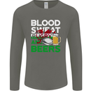 Blood Sweat Rugby and Beers Wales Funny Mens Long Sleeve T-Shirt Charcoal