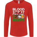 Blood Sweat Rugby and Beers Wales Funny Mens Long Sleeve T-Shirt Red