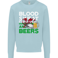 Blood Sweat Rugby and Beers Wales Funny Mens Sweatshirt Jumper Light Blue