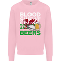 Blood Sweat Rugby and Beers Wales Funny Mens Sweatshirt Jumper Light Pink