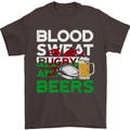 Blood Sweat Rugby and Beers Wales Funny Mens T-Shirt Cotton Gildan Dark Chocolate