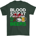 Blood Sweat Rugby and Beers Wales Funny Mens T-Shirt Cotton Gildan Forest Green