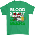 Blood Sweat Rugby and Beers Wales Funny Mens T-Shirt Cotton Gildan Irish Green