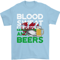 Blood Sweat Rugby and Beers Wales Funny Mens T-Shirt Cotton Gildan Light Blue