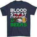 Blood Sweat Rugby and Beers Wales Funny Mens T-Shirt Cotton Gildan Navy Blue