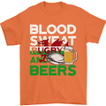Blood Sweat Rugby and Beers Wales Funny Mens T-Shirt Cotton Gildan Orange