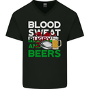 Blood Sweat Rugby and Beers Wales Funny Mens V-Neck Cotton T-Shirt Black