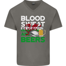 Blood Sweat Rugby and Beers Wales Funny Mens V-Neck Cotton T-Shirt Charcoal