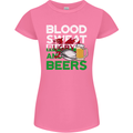 Blood Sweat Rugby and Beers Wales Funny Womens Petite Cut T-Shirt Azalea
