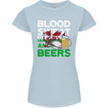 Blood Sweat Rugby and Beers Wales Funny Womens Petite Cut T-Shirt Light Blue