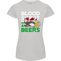 Blood Sweat Rugby and Beers Wales Funny Womens Petite Cut T-Shirt Sports Grey