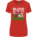 Blood Sweat Rugby and Beers Wales Funny Womens Wider Cut T-Shirt Red
