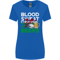 Blood Sweat Rugby and Beers Wales Funny Womens Wider Cut T-Shirt Royal Blue