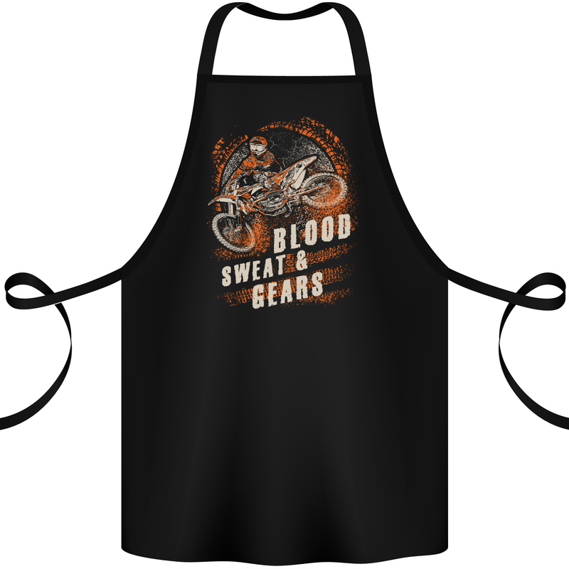 Blood Sweat and Gears Motocross Dirt Bike Cotton Apron 100% Organic Black