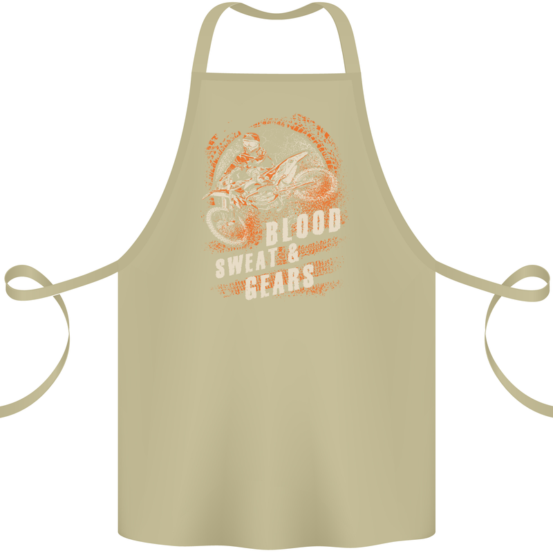 Blood Sweat and Gears Motocross Dirt Bike Cotton Apron 100% Organic Khaki