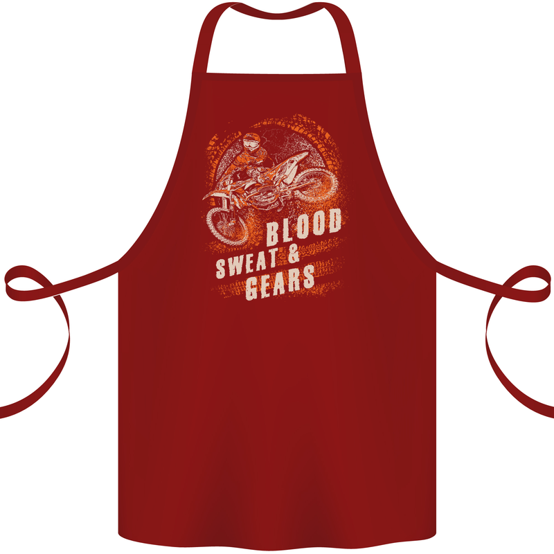Blood Sweat and Gears Motocross Dirt Bike Cotton Apron 100% Organic Maroon