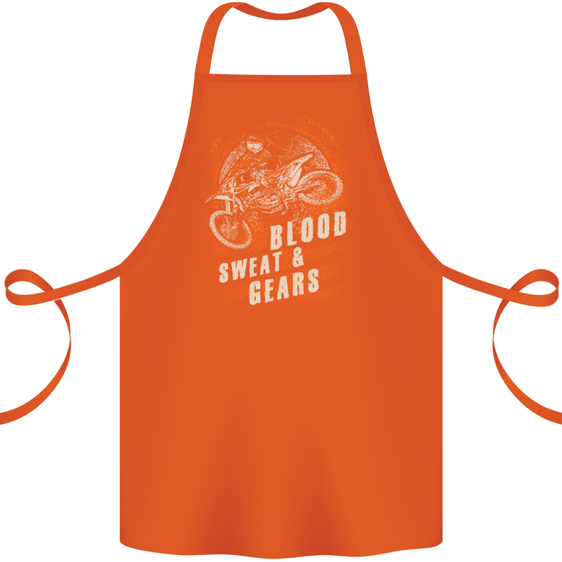 Blood Sweat and Gears Motocross Dirt Bike Cotton Apron 100% Organic Orange