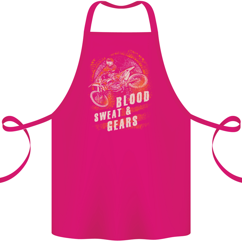 Blood Sweat and Gears Motocross Dirt Bike Cotton Apron 100% Organic Pink