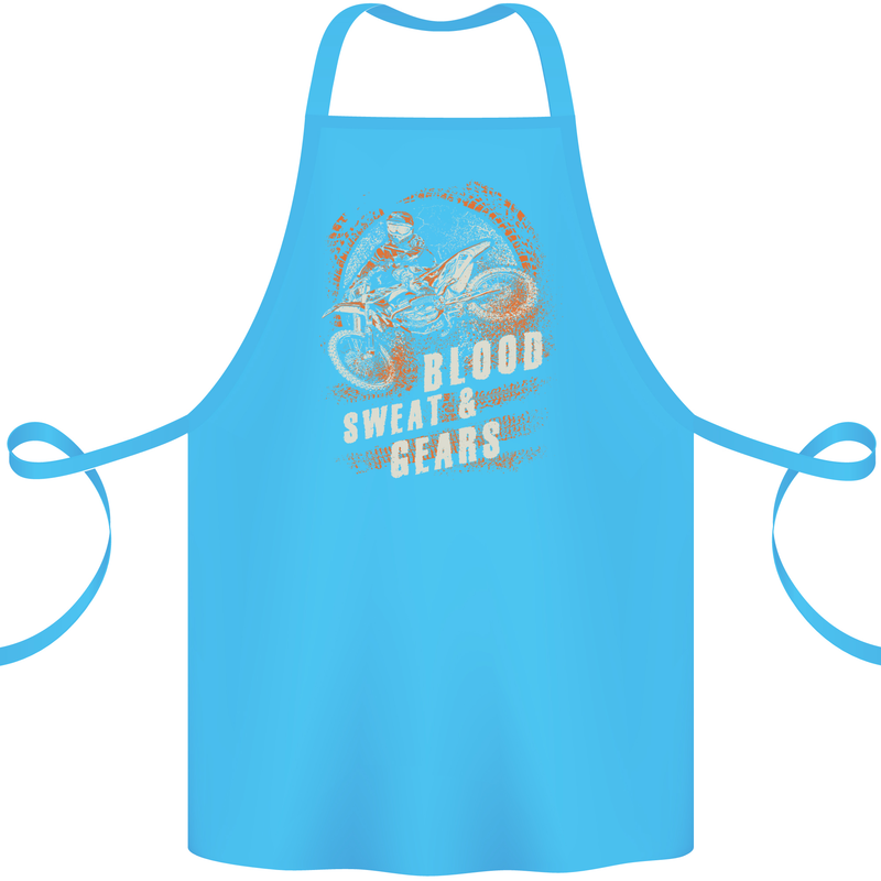 Blood Sweat and Gears Motocross Dirt Bike Cotton Apron 100% Organic Turquoise