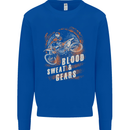 Blood Sweat and Gears Motocross Dirt Bike Kids Sweatshirt Jumper Royal Blue