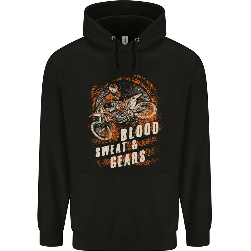 Blood Sweat and Gears Motocross Dirt Bike Mens 80% Cotton Hoodie Black