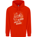Blood Sweat and Gears Motocross Dirt Bike Mens 80% Cotton Hoodie Bright Red