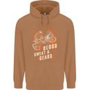 Blood Sweat and Gears Motocross Dirt Bike Mens 80% Cotton Hoodie Caramel Latte