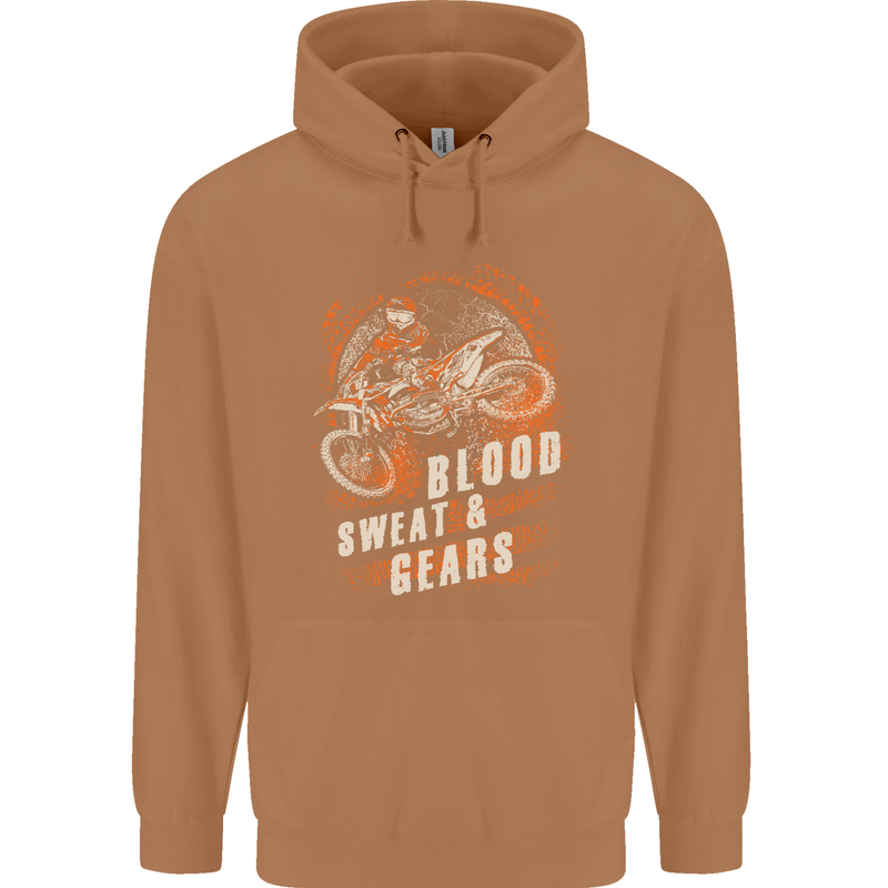 Blood Sweat and Gears Motocross Dirt Bike Mens 80% Cotton Hoodie Caramel Latte