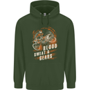 Blood Sweat and Gears Motocross Dirt Bike Mens 80% Cotton Hoodie Forest Green
