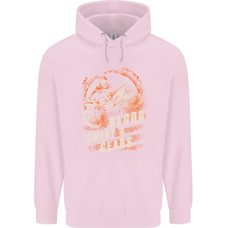 Blood Sweat and Gears Motocross Dirt Bike Mens 80% Cotton Hoodie Light Pink