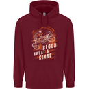 Blood Sweat and Gears Motocross Dirt Bike Mens 80% Cotton Hoodie Maroon